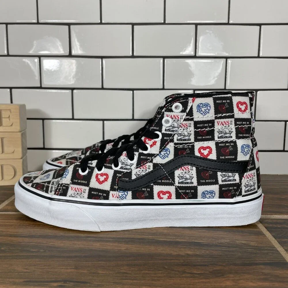Vans Sk8 Hi Tapered Womens 10.5 Shoes Black Multicolor Love Letters Sneakers